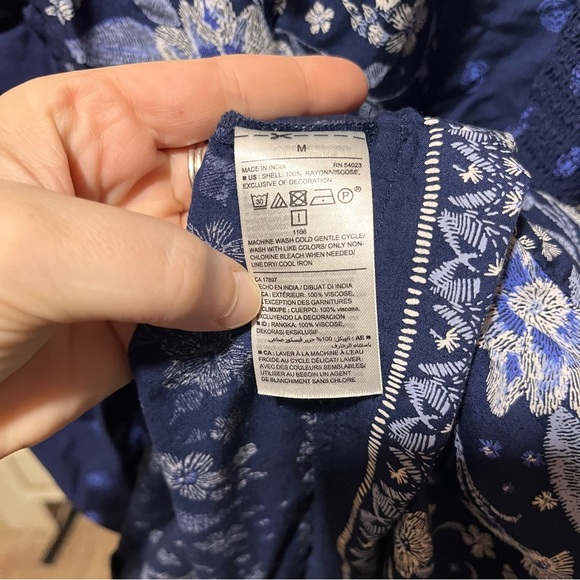 Old Navy Navy Blue Floral Maxi Dress Boho Festival Medium - Picture 9 of 14